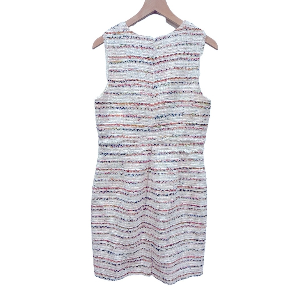 J. Crew White Tweed Multicolor-Striped Sheath Dress - Picture 3 of 12